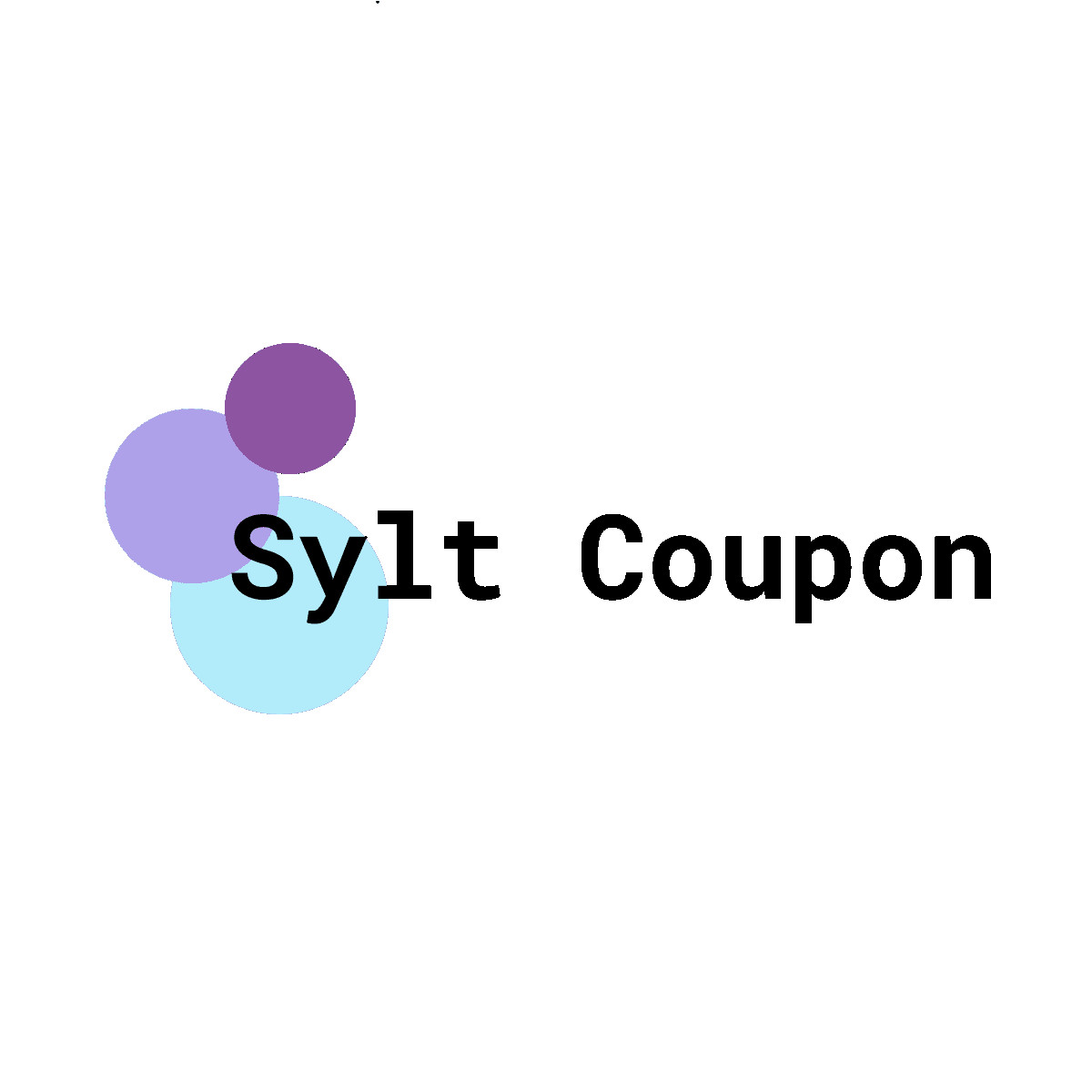 Logo mit dem Text „Sylt Coupon“ in Schwarz, begleitet von drei überlappenden Kreisen in Lila, Helllila und Hellblau auf weißem Hintergrund.